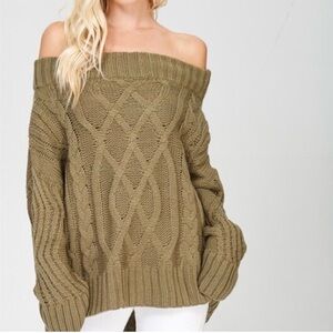 Wishlist Olive Off-Shoulder Sweater